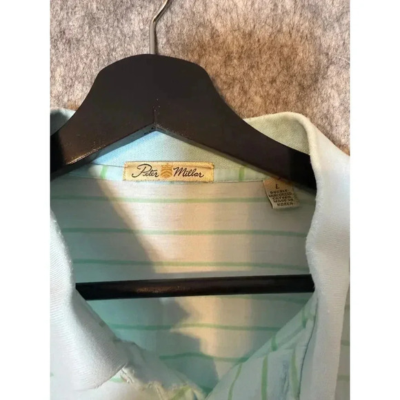 Peter Millar Vintage Striped Blue Polo Large - Picture 2 of 3